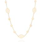 Colar Rommanel Folha E Rosa Vazadas Fol Ouro 18k 531289 80cm Cor:Dourado