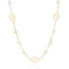 Colar Rommanel Folhas E Rosas Vazadas Fol Ouro 18k 531289 Colar Rommanel Folhas E Rosas Vazadas Fol Ouro 18k 531289