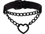 Colar Sacina Goth Heart Chain em couro PU 41 cm