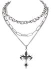 Colar Sacina Gothic com pingente cruzado em camadas para mulheres