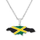 Colar SAKVILSEC em aço inoxidável com pingente de mapa e bandeira da Jamaica