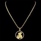 Colar São Jorge Guerreiro Vazado Em Aço Inoxidável Dourado E Prata Pingente Religioso Católico Masculino Feminino Corrente Unissex Resistente Elegante