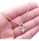 Colar Símbolo Feminino Pedra Zirconia Folheado a ouro 18k