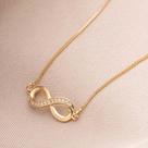 Colar Símbolo Infinito Cravejado Amor Dourado, Semi jóia Banhado Ouro 18K