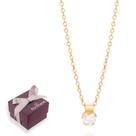 Colar Solitário Feminino Rommanel Banhado A Ouro 18k Lindo Elegante Presente P/ Mulher