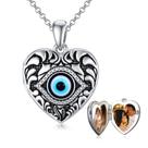 Colar SOULMEET Heart Blue Evil Eye Locket em prata esterlina