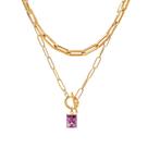 Colar TayolnFaso com corte esmeralda roxo ametista banhado a ouro
