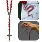 Colar Terço Acampamento Vermelho Madeira 8 mm