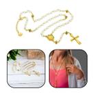 Colar terço cristal branco feminino nossa senhora aparecida
