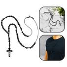 Colar Terço Crucifixo Madeira Preto