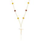 Colar Terço Diana - Cristais Topazio - Banhado a Ouro 18k
