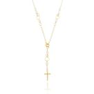 Colar Terço Manuela - Cristais Transparentes - Banhado a Ouro 18k