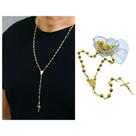 Colar Terço Nossa Senhora das Graças Metal Dourado 4 mm Colar Terço Nossa Senhora das Graças Metal Dourado 4 mm