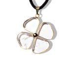 Colar Trevo 4 folhas Cristal Pedra Natural Montagem Dourado