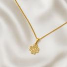 Colar Trevo Quatro folhas Cravejado de Microzircônias folheado a ouro 18k