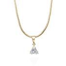 Colar triângulo cristal banhado a ouro 18k
