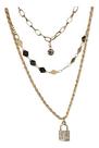 Colar Triplo Cadeado Fashion Banhado Ouro 18k Estilo