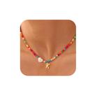 Colar Ursteel Beaded Gold Initial para meninas, crianças e mulheres