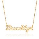 Colar Ursteel Brooklyn, Placa de Nome Personalizada Banhada a Ouro 14K para Mulheres