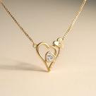 Colar Veneziana com Pingente Coração Zircônia Cristal Banhado a Ouro 18K - Semijoia Feminina