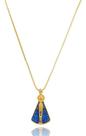 Colar Veneziana Com Pingente Nossa Senhora Manto Azul Cravejado Zircônia banhado em ouro 18k