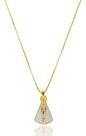 Colar Veneziana Com Pingente Nossa Senhora Manto Cristal Cravejado Zircônia banhado em ouro 18k