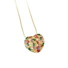 Colar Veneziana Coração com Zircônias Navetes Coloridas Banhado A Ouro 18k 45cm Colar Veneziana Coração com Zircônias Navetes Coloridas Banhado A Ouro 18k 45cm