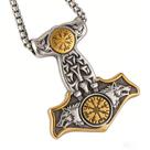 Colar Viking Thor's Hammer com pingente duplo de cabeças de lobo
