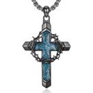 Colar vintage com pingente Thorns Cross, corrente de 60 cm, preto