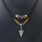 Colar Vintage Masculino Em Couro Com Contas Em Camadas, Pingente De Flecha Tribal, Joia Para Homens.