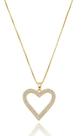 Colar Vivian Veneziana Com Pingente Coração Médio Vazado Cravejado Zircônia Cristal banhado em ouro 18k