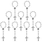 Colar XINHUIDALSQ 50 Mini Rosários em Acrílico Prateado 12,7cm