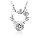 Colar Yihua_Store Cute Real com pingente de gato em prata esterlina 925