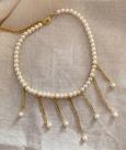 Colares chocker colar de pérolas com cascata de correntes folheado a Ouro e Prata