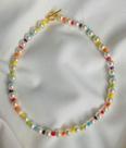 Colares chocker colar de pérolas com detalhes coloridos Rainbow fecho frontal