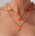 Colares chocker duplo flores coloridas laranja tendência primavera verão