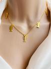 Colares chocker modelo de peixe folheados a ouro