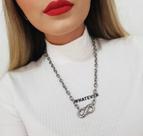 Colares chocker mosquetão fecho frontal folheado a Prata