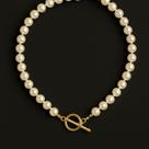 Colares choker colar de pérolas com fecho frontal dourado