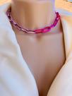 Colares choker modelo com elos folheados a ouro tendência Barbie core