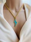 Colares choker modelo de raio esmaltado folheado a ouro