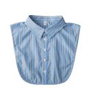 Colarinho falso, gola de blusa removível, padrão de listras azul-celeste