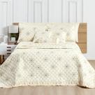 Colcha Algodão Casal Padrão Kit Cobre Leito Percal 200 Fios 06 Peças Vanilla