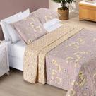 Colcha Ayla Casal Queen Tecido Dupla Face Microfibra 03 Peças - Lavanda Floral - 100% Poliéster