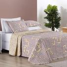 Colcha Ayla Casal Queen Tecido Dupla Face Microfibra 03 Peças - Lavanda Floral