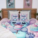 Colcha Casal 4 Peças Stitch Presente De Natal Aniversário Casa Nova