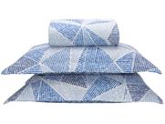 Colcha Casal Bett Design Microfibra Geo Azul - 3 Peças