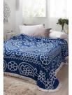 Colcha Casal Chenille Com Franja 220 X 240m Estampa Bruna Cor Azul Jolitex