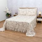 Colcha Casal Queen Com Babado 3 Pçs Micropercal Cobre Leito