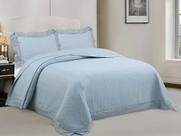 Colcha Casal Renascença Renda Bordada 220x240 Camesa Azul
